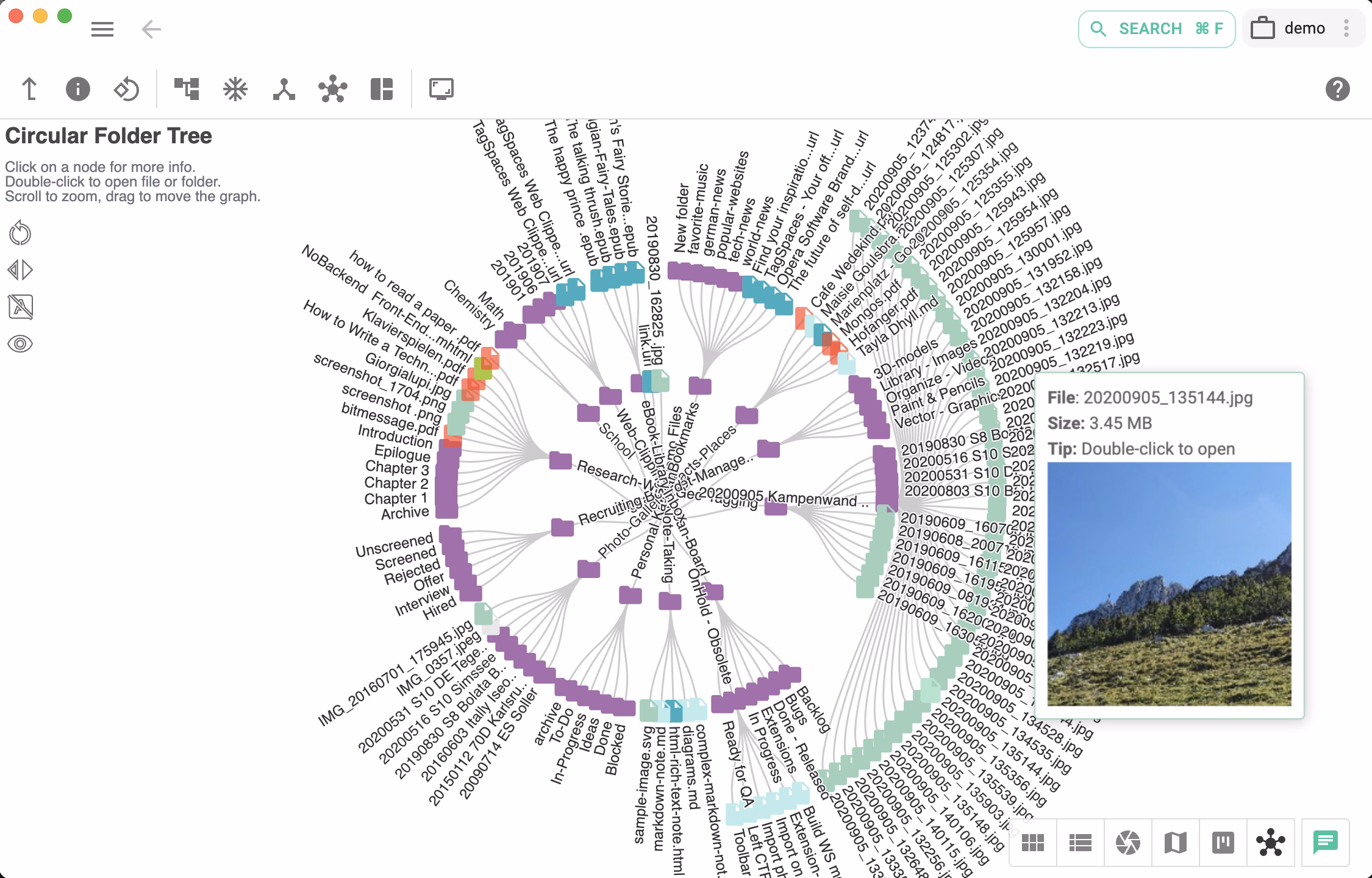 Circular Folder Tree View