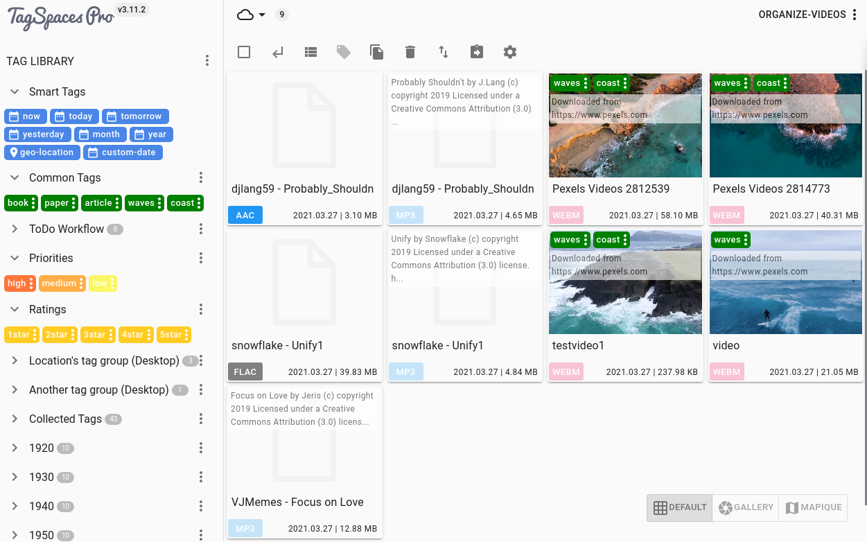 Annotating audio and video files in TagSpaces