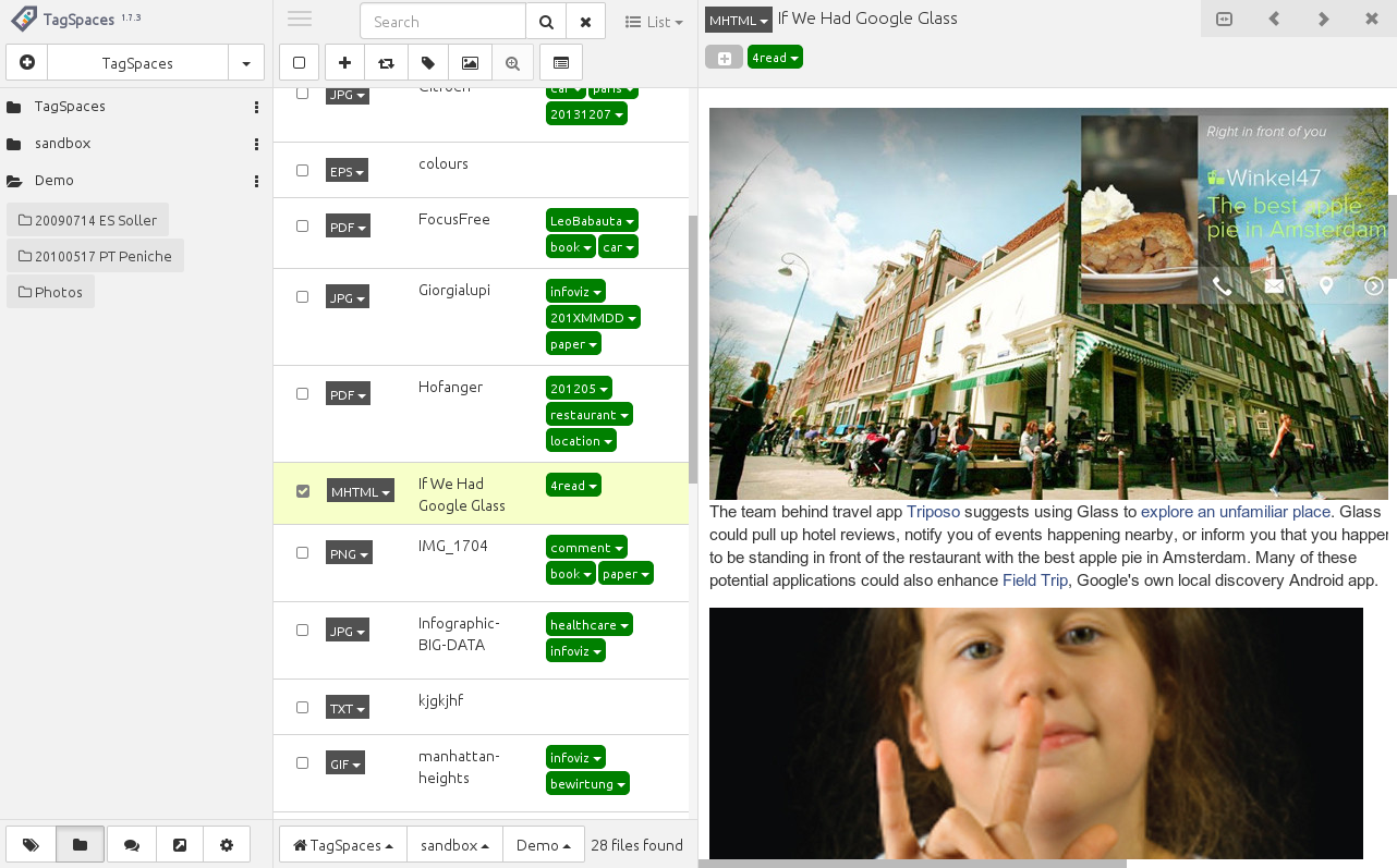 Previewing MHTML files in TagSpaces